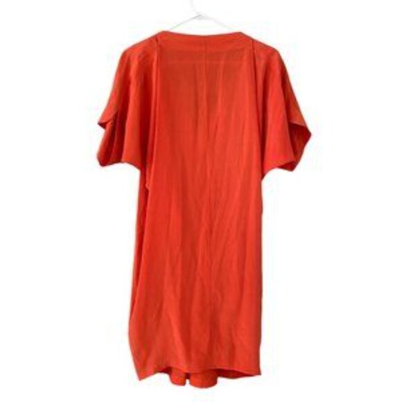 Vince red orange v-neck dolman sleeve silk minidress - Size Large - Picture 3 of 4